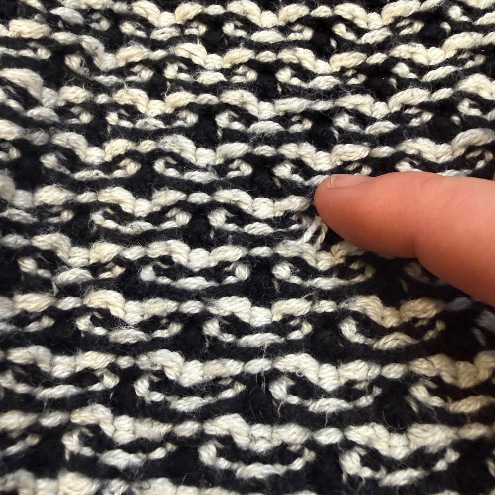 Talbots Petites Womens Black White Geometric Knit Open Front Cardigan Sweater P - Picture 5 of 6
